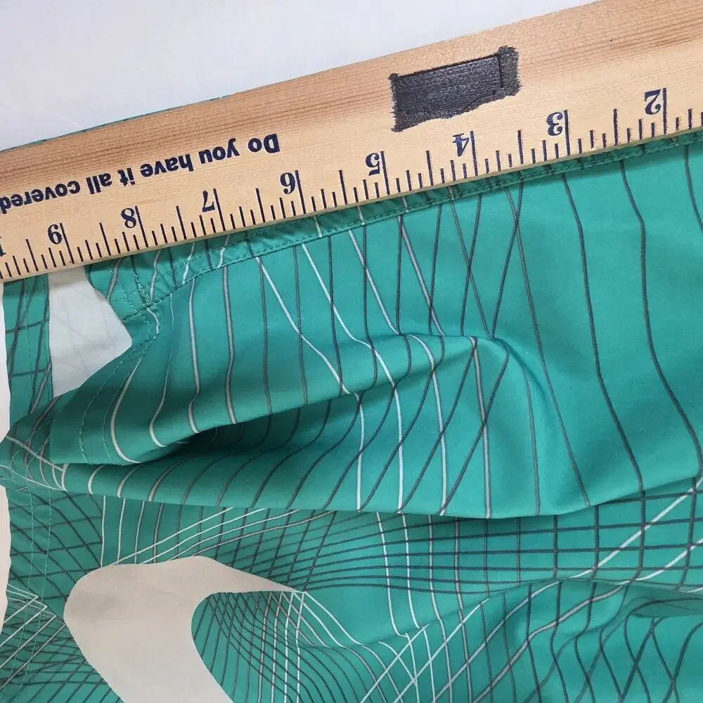 Nike Mens Large Green Volley Swim Shorts Oversized Swoosh Logo Lined Breaker